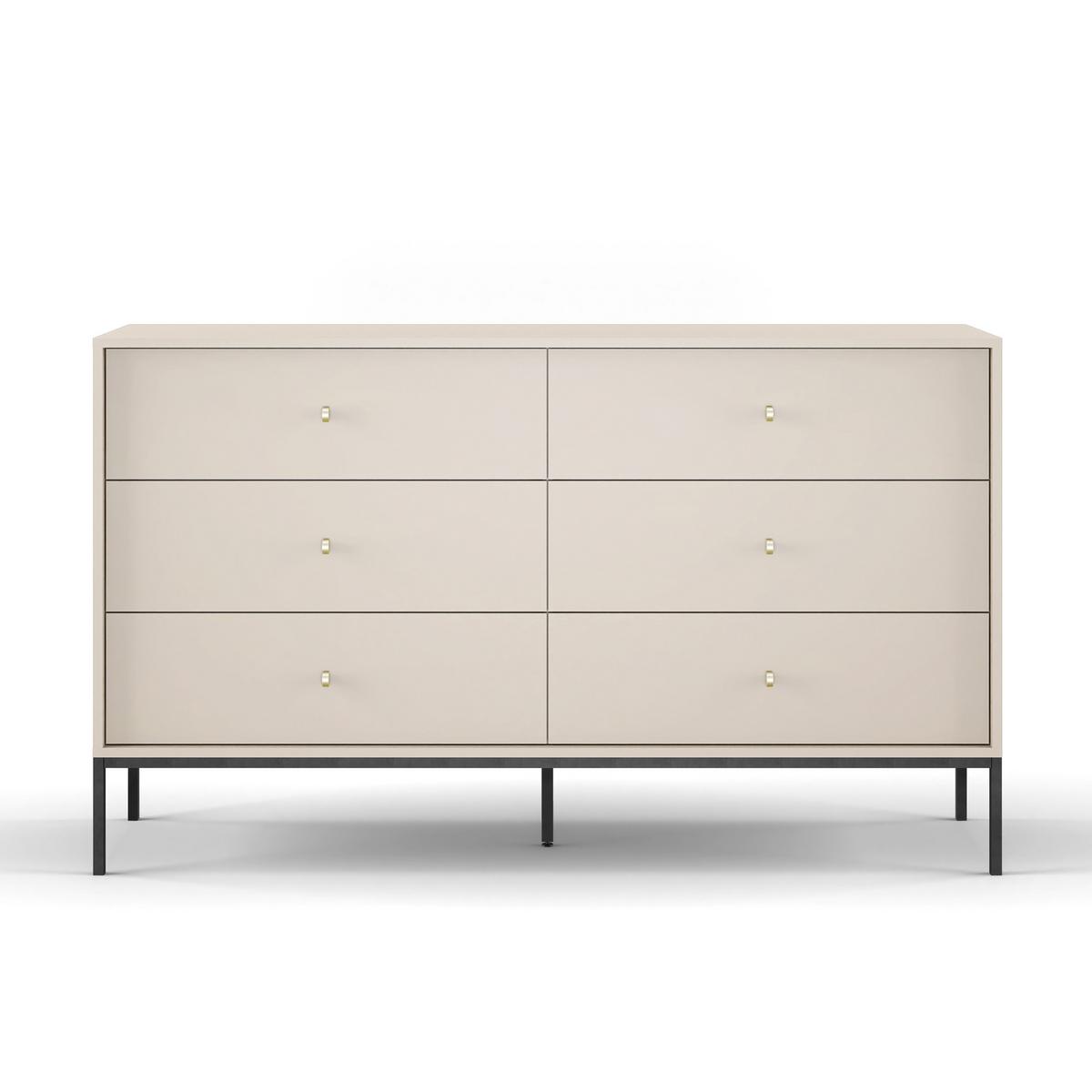 SIDEBOARD MONDO 154/89/39 cm mit 6 Schubladen Beige - Beige, Holzwerkstoff (154/89/39cm) - MASSENO