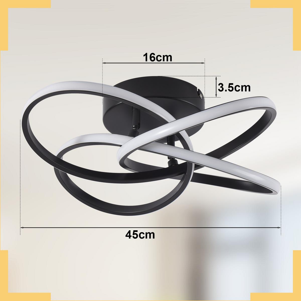 LED-DECKENLEUCHTE Strahliel 42/16/45 cm - Schwarz, Metall (45/42/16cm) - ZMH