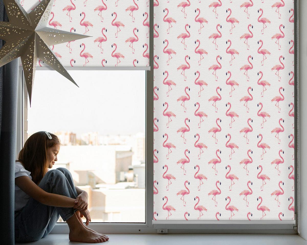 INNENROLLO - Fensterrollo - Rollo - 150x180 cm - Flamingos - Pink, Kunststoff (150/180/0.5cm) - TULUP