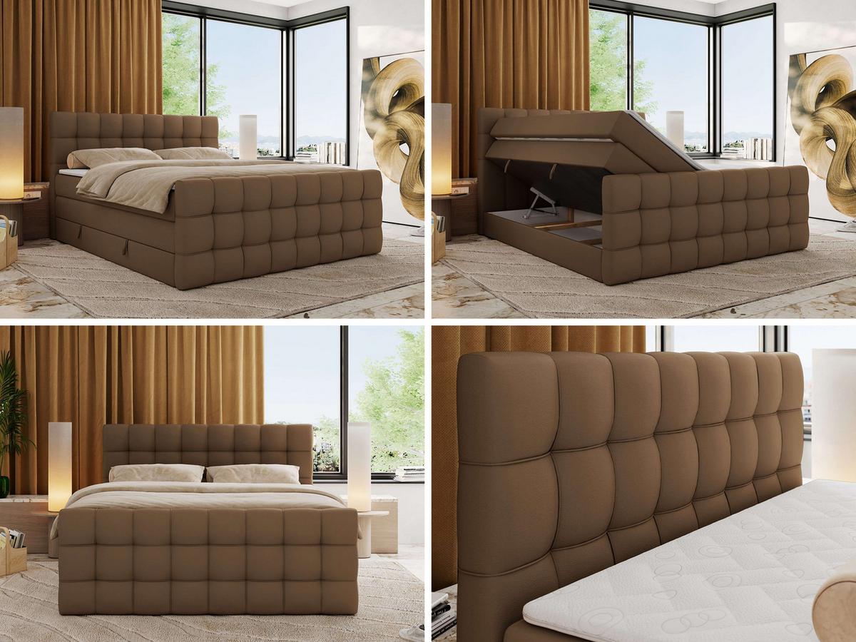 BOXSPRINGBETT ALTIVO KING DUO 120/200 - Braun Kunstleder - H3 - Braun, Textil (120/200cm) - MKS