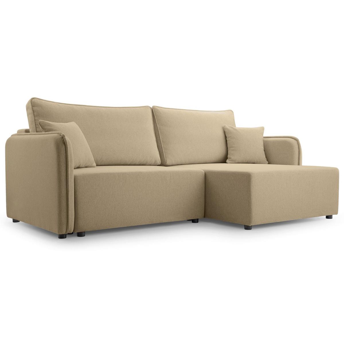 ECKSOFA Kassian, Beige Strukturstoff, rechtsseitig - Beige/Schwarz, Kunststoff/Textil (147/227cm) - Selsey
