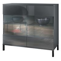 KOMMODE Bari Grau Hochglanz - Grau, Holzwerkstoff (92.5/83.5/35cm) - Vladon