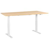 SCHREIBTISCH elektrisch höhenverstellbar 180/72 cm Hellbraun/Weiß Destines - Hellbraun/Braun, Holzwerkstoff/Metall (72/180/63cm) - Beliani