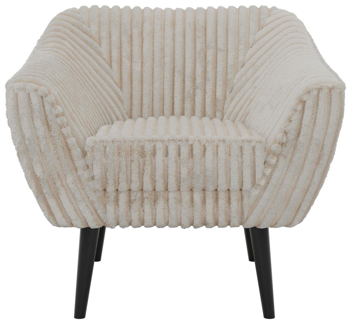 SESSEL PIRS - Beige Cord - Schwarze Beine - Beige/Creme, Holzwerkstoff/Textil (80/75/74cm) - MKS