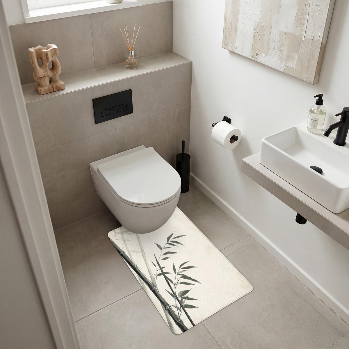 WC-VORLEGER Japandi - Bambus - Beige WC Teppich 50x80 cm - Ecru, Textil (50/1cm) - OnlyWow