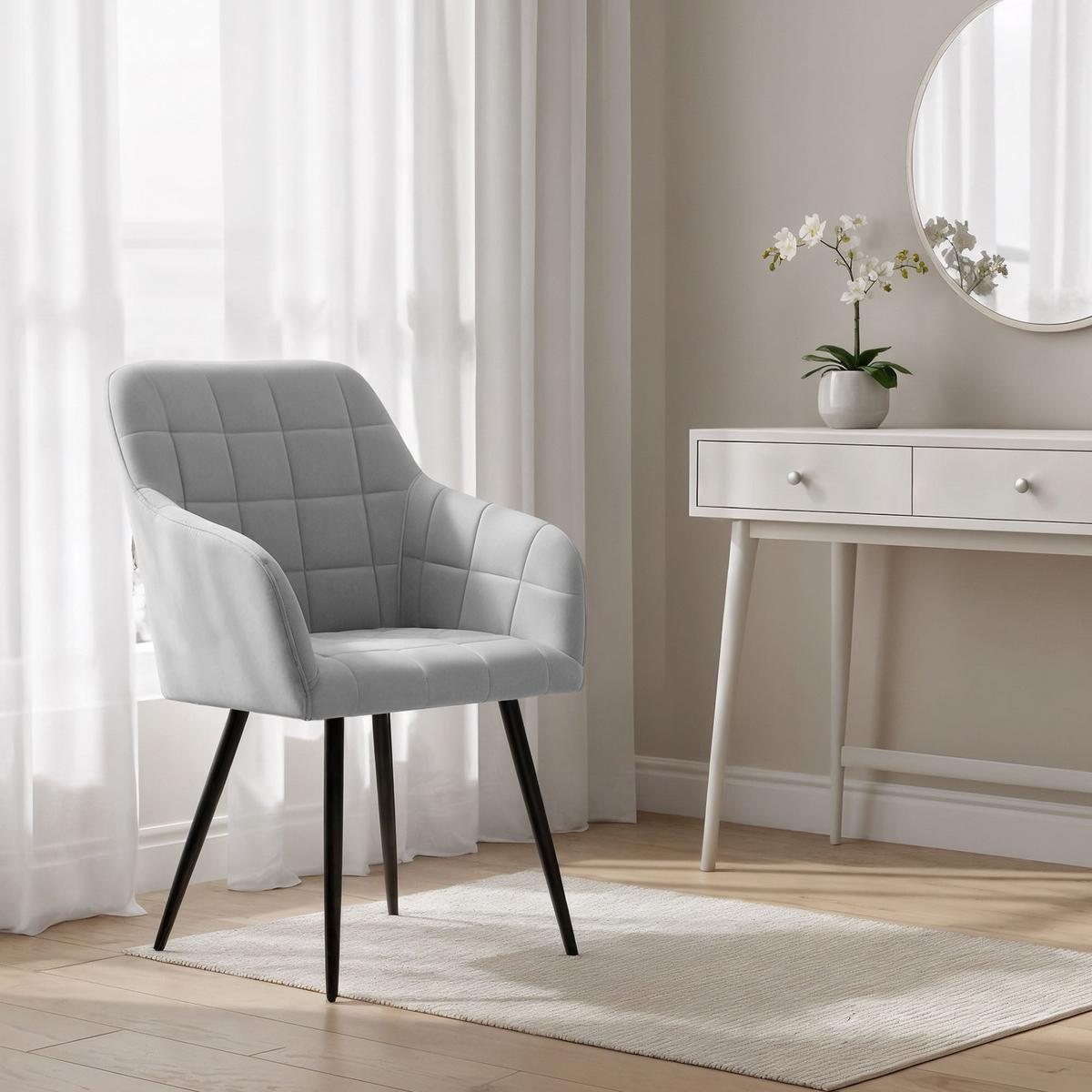 POLSTERSTUHL 4er Set, Metallbeine Grau 54/82/58 - Grau, Textil (54/82/51cm) - RAUMHIRSCH FURNITURE