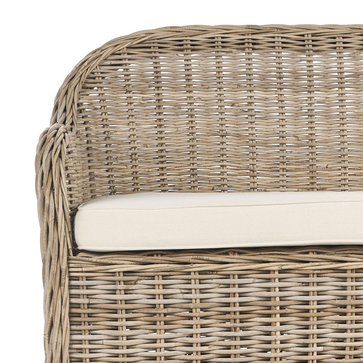 GARTENSOFA 2-Sitzer Naturfarben Susua - Naturfarben/Weiß, Naturmaterialien (141/86/69cm) - Beliani