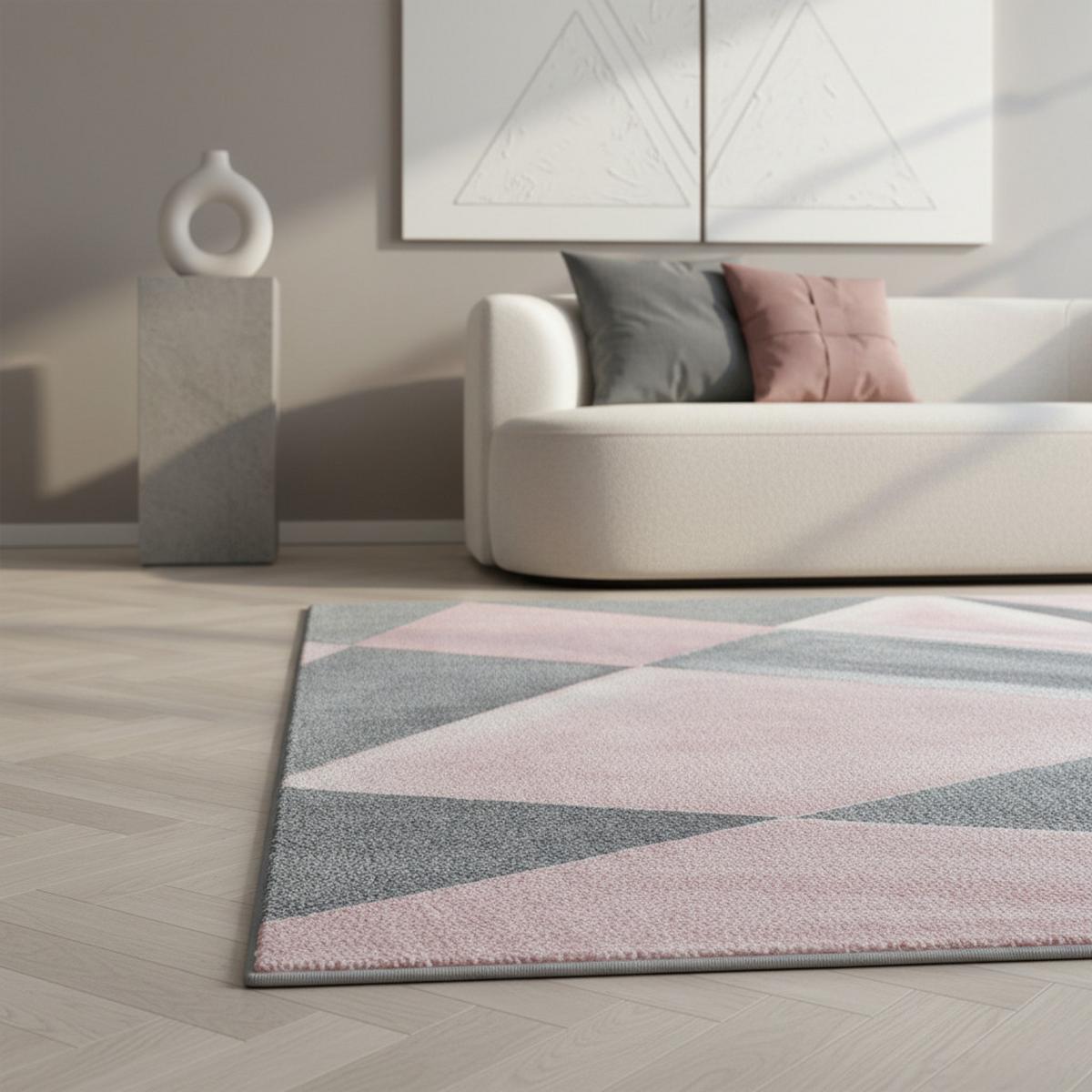 TEPPICH Kurzflor ANDALO in Rosa, geometrisch, aus Polypropylen, 80 x 250 cm - Rosa, Textil (250/80cm) - KADIMA DESIGN