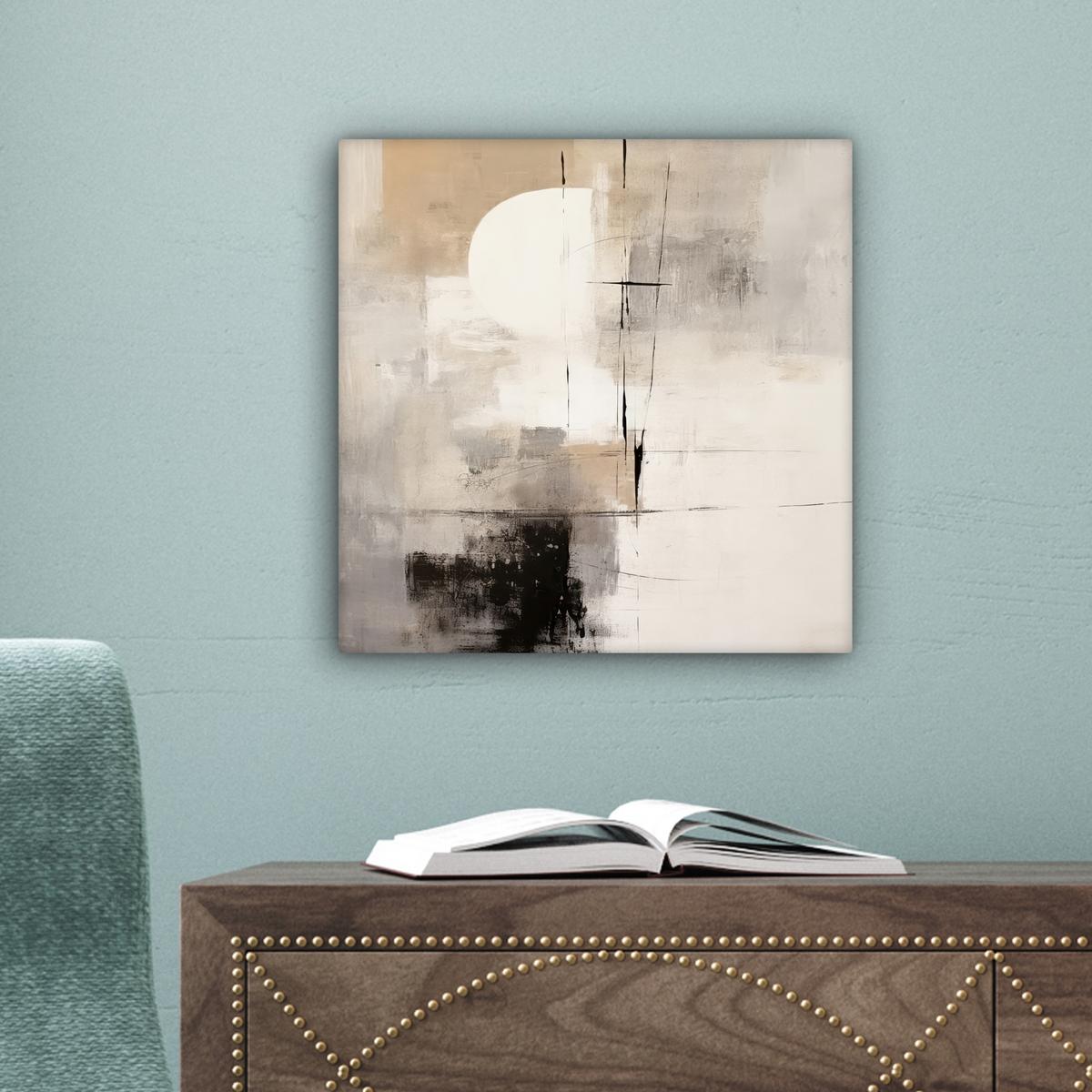 LEINWANDBILD Abstrakt - Kunst - Grau Deko Wohnzimmer 20x20 cm - Hellgrau, Textil (20/20cm) - MuchoWow