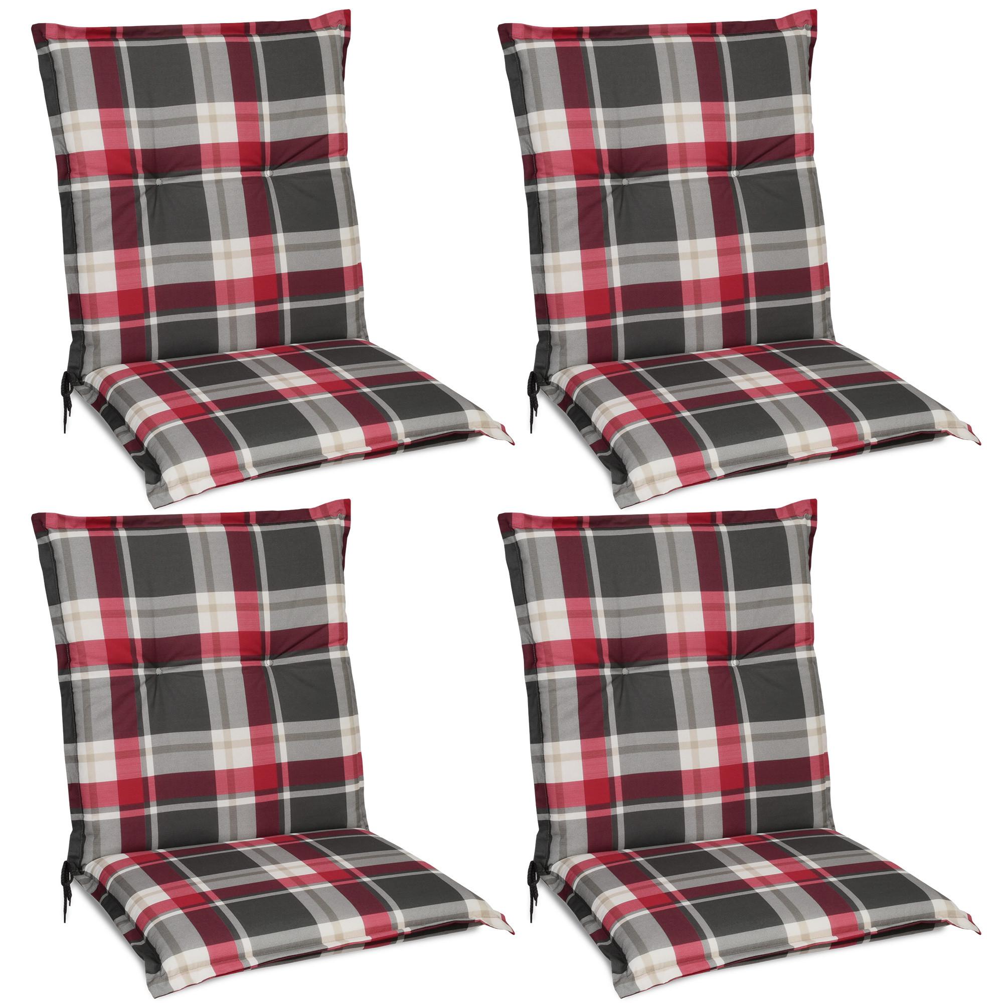 NIEDERLEHNERAUFLAGE Sunny BK 100/50/6cm Bordeaux-Kariert 4tlg - Bordeaux, Textil (50/6/100cm) - Beautissu 