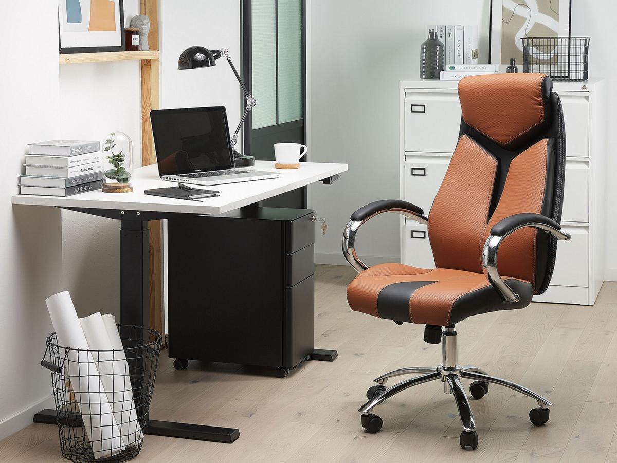 BÜROSTUHL Polyester Braun Formula - Braun, Kunststoff/Textil (63/115/72cm) - Beliani