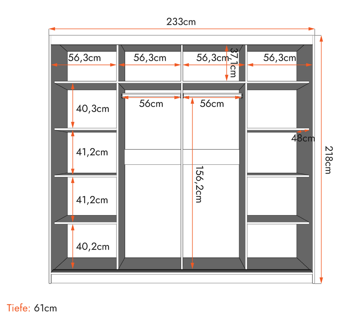 SCHWEBETÜRENSCHRANK Multi 32 Weiß/Kathult Weiß + Spiegel 233 cm - Alufarben/Weiß, Glas/Holzwerkstoff (233/218/61cm) - imoebel24
