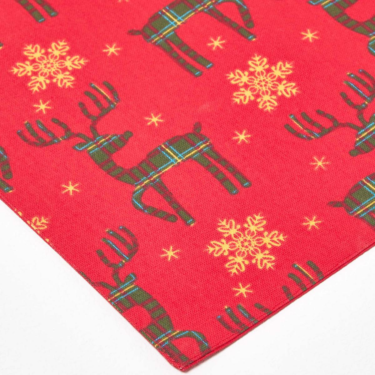 TISCHLÄUFER Weihnachten – Rentier rot, 35/250 cm, 100% Baumwolle - Rot, Textil (35/250cm) - Homescapes