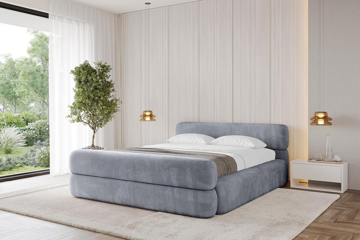 POLSTERBETT mit Bettkasten, Fußteil und Lattenrost, Boxbett mit Matratze H3/H4 - ENORA-Z-V1 180x200 Grau - Grau, Holzwerkstoff/Textil (180/200cm) - ALTDECOR