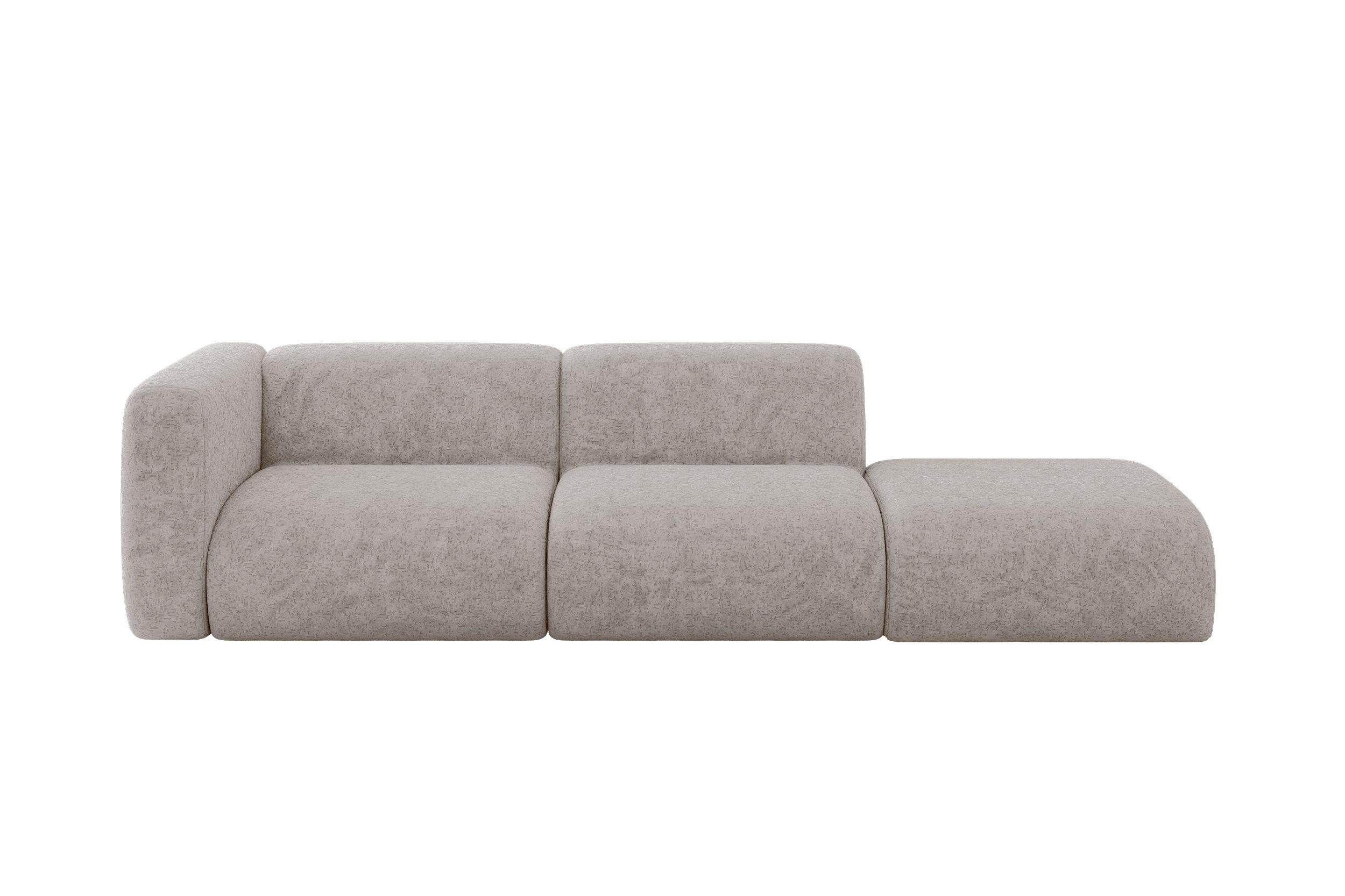 SOFA Ottomane Links MIRA-S3 296x89x70 Hellgrau Velours - Hellgrau/Schwarz, Holzwerkstoff/Kunststoff (296/70/89cm) - ALTDECOR