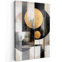 LEINWANDBILD Abstrakt - Gold - Silber - Formen - Ästhetisch - Modern Deko Groß 90x140 cm - Goldfarben, Textil (90/140cm) - MuchoWow