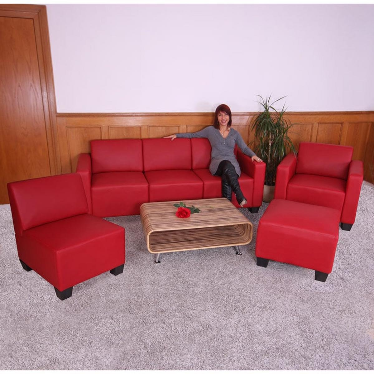 COUCH-GARNITUR Rot - Rot, Textil (193/76/72cm) - MCW
