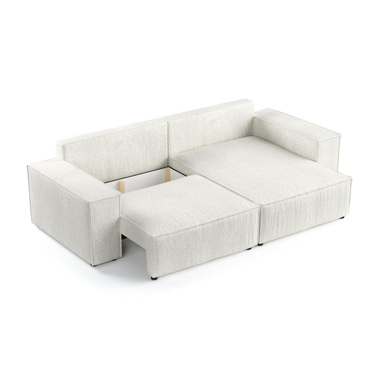 ECKSOFA CAVO mit Schlaffunktion Hellbeige im City Stoff - Beige/Schwarz, Holz/Holzwerkstoff (255/148cm) - AltaBeds