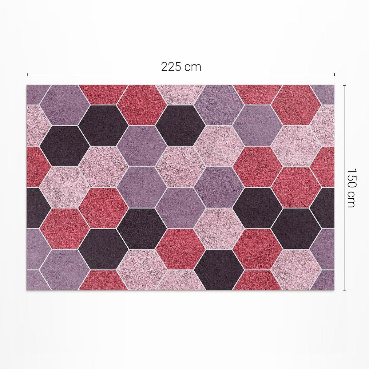 TEPPICH 150x225 cm Plüsch-Hexagone Geometrisches Muster - Pink, Kunststoff (150/225cm) - Wallfluent