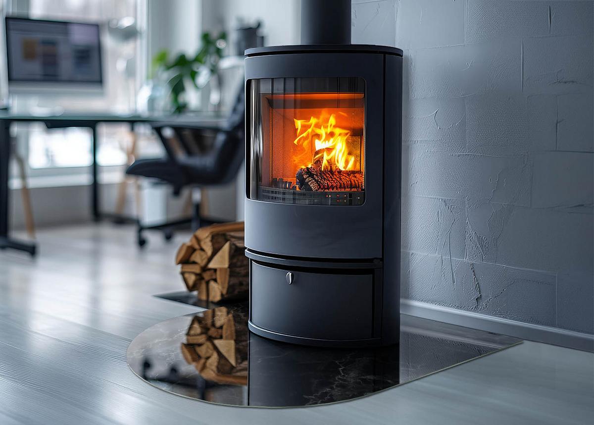 GLASPLATTE für Kamin 80x70 cm - Schwarz, Glas (80/70/0.4cm) - TULUP