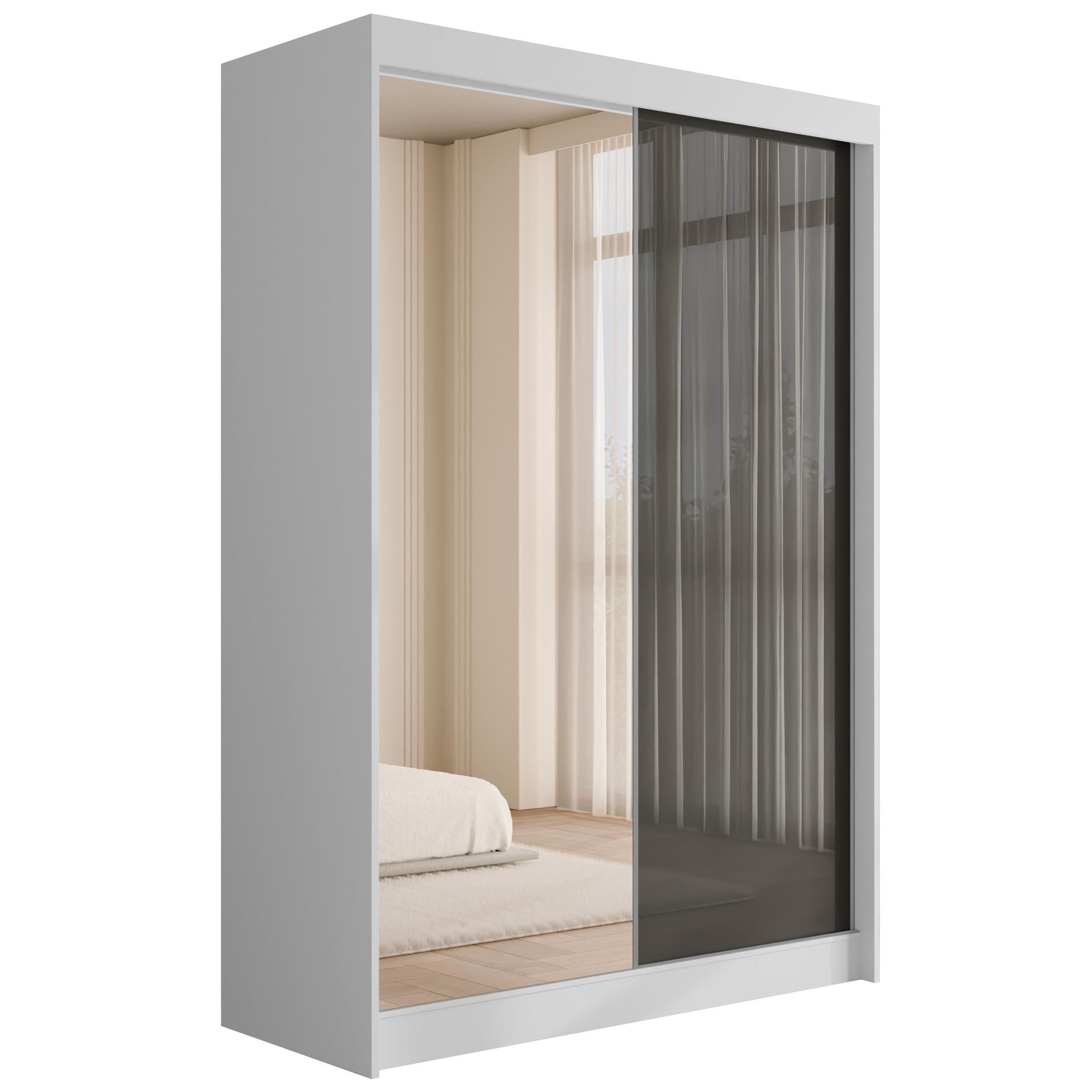 KLEIDERSCHRANK VESLI - 120 cm - Weiß|Grau - Weiß/Grau, Holzwerkstoff (120/215/61cm) - ALTDECOR
