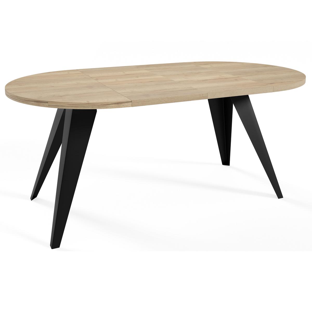 ESSTISCH Alma, Tisch mit Ausziehfunktion, 100 cm, Schwarz+eiche Halifax - Eichefarben/Schwarz, Metall (100/100/76cm) - Beautysofa