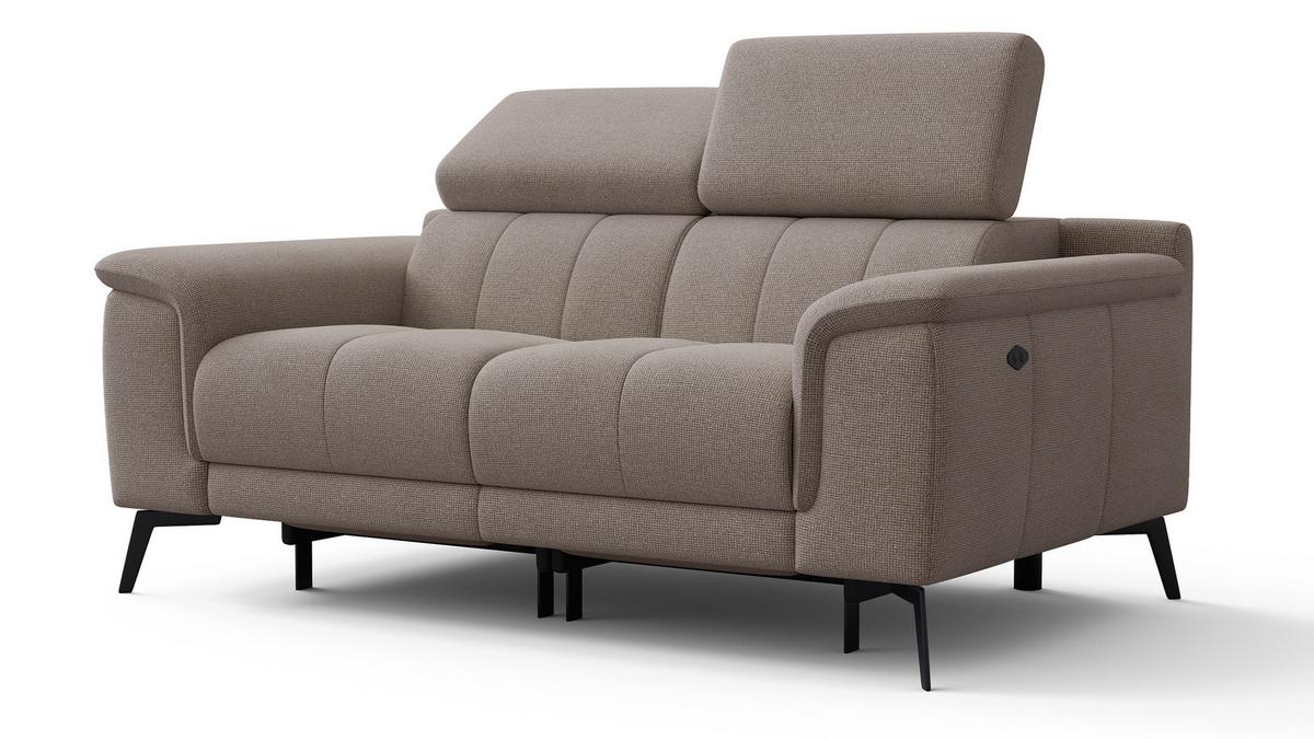 RELAXSOFA FIERO 2-Sitzer mit 2 Relaxfunktionen, taupe - Taupe/Schwarz, Holzwerkstoff/Textil (170/82/103cm) - Wozimo