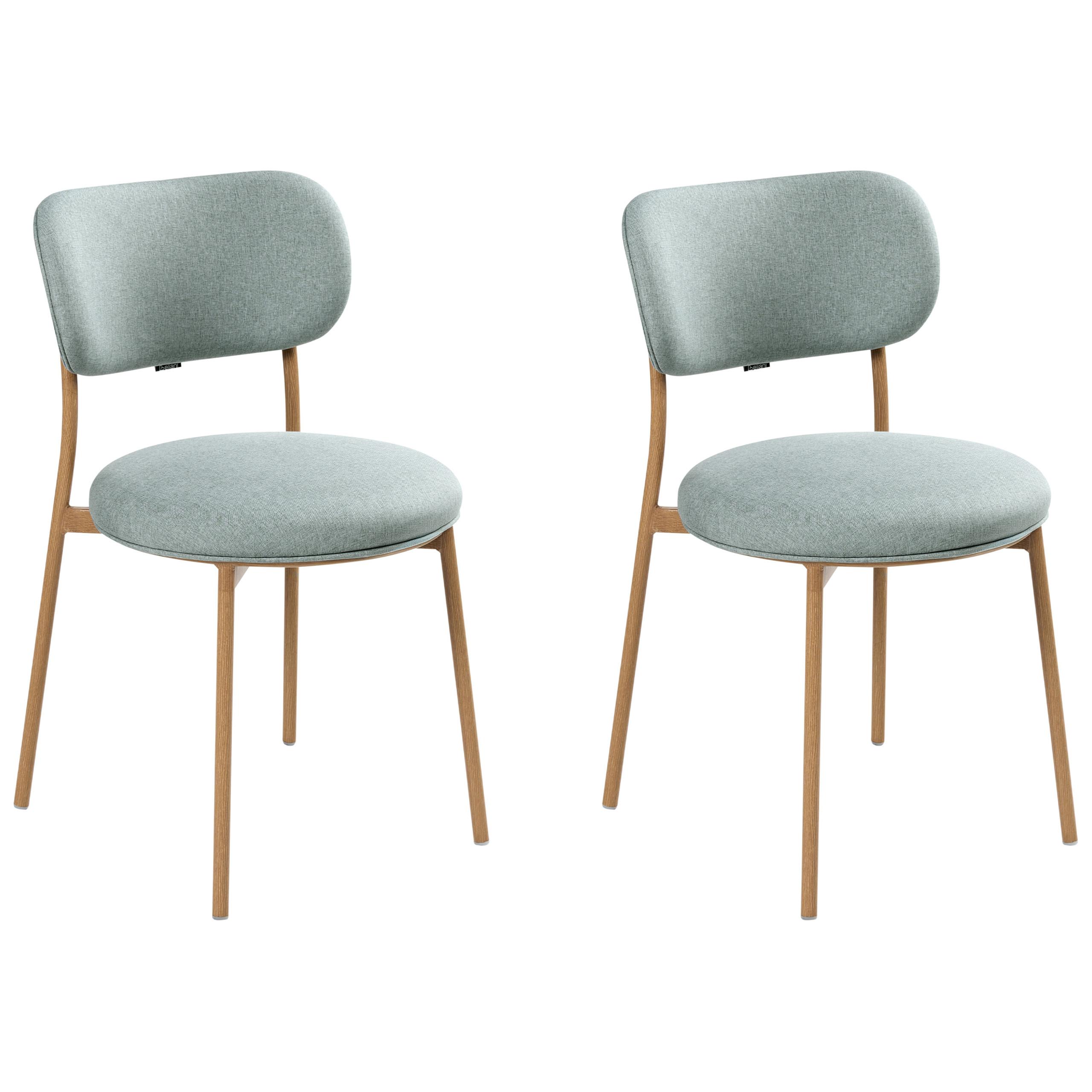 ESSZIMMERSTUHL 2er-Set Mintgrün Casey - Braun/Mintgrün, Textil (43/76/50cm) - Beliani