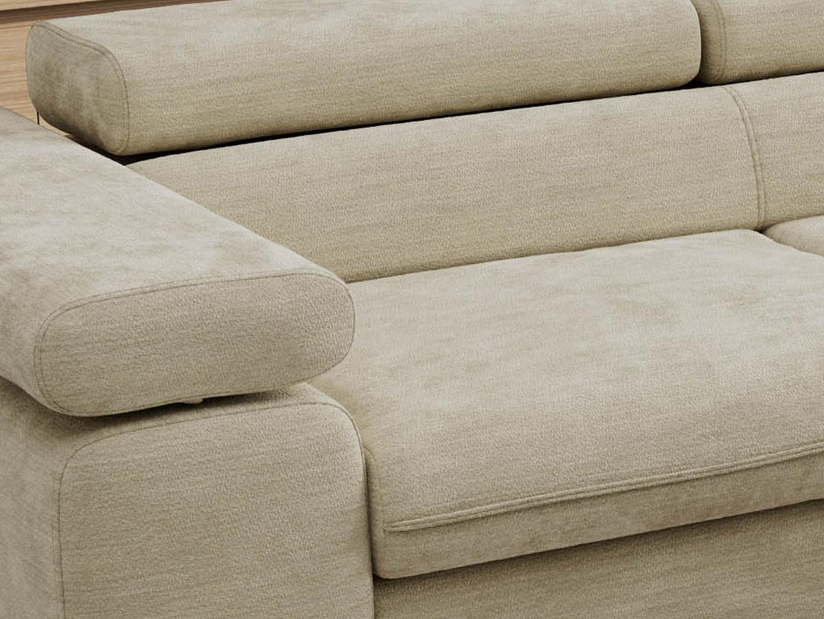 ECKSOFA PABLO L Beige Schenille glatt - Rechts Seite - Beige/Schwarz, Textil/Metall (273/208cm) - MKS