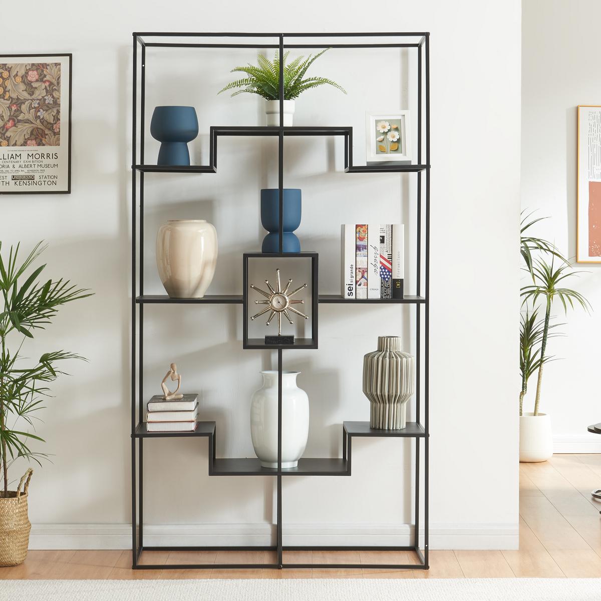 STANDREGAL Råde - Schwarz, Metall (100/180/35cm) - [en.casa]