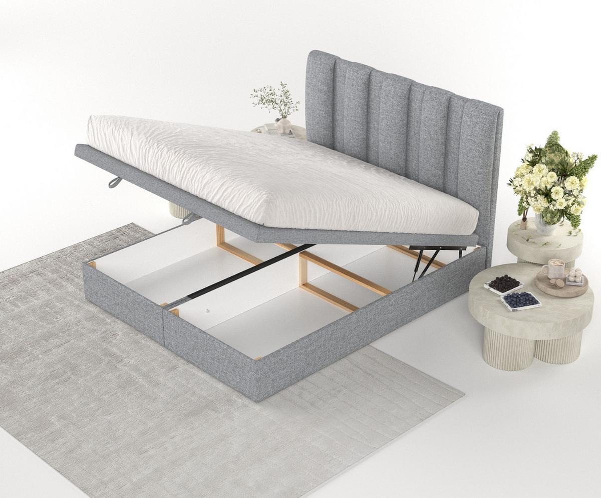 POLSTERBETT Orta mit Stauraum 140/200 cm Grau im Alta Stoff - Schwarz/Grau, Holz/Holzwerkstoff (140/200cm) - AltaBeds