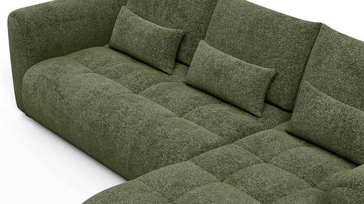ECKSOFA SORENO 4-Sitzer, dunkelgrün - Dunkelgrün/Schwarz, Holz/Textil (293/171cm) - Wozimo