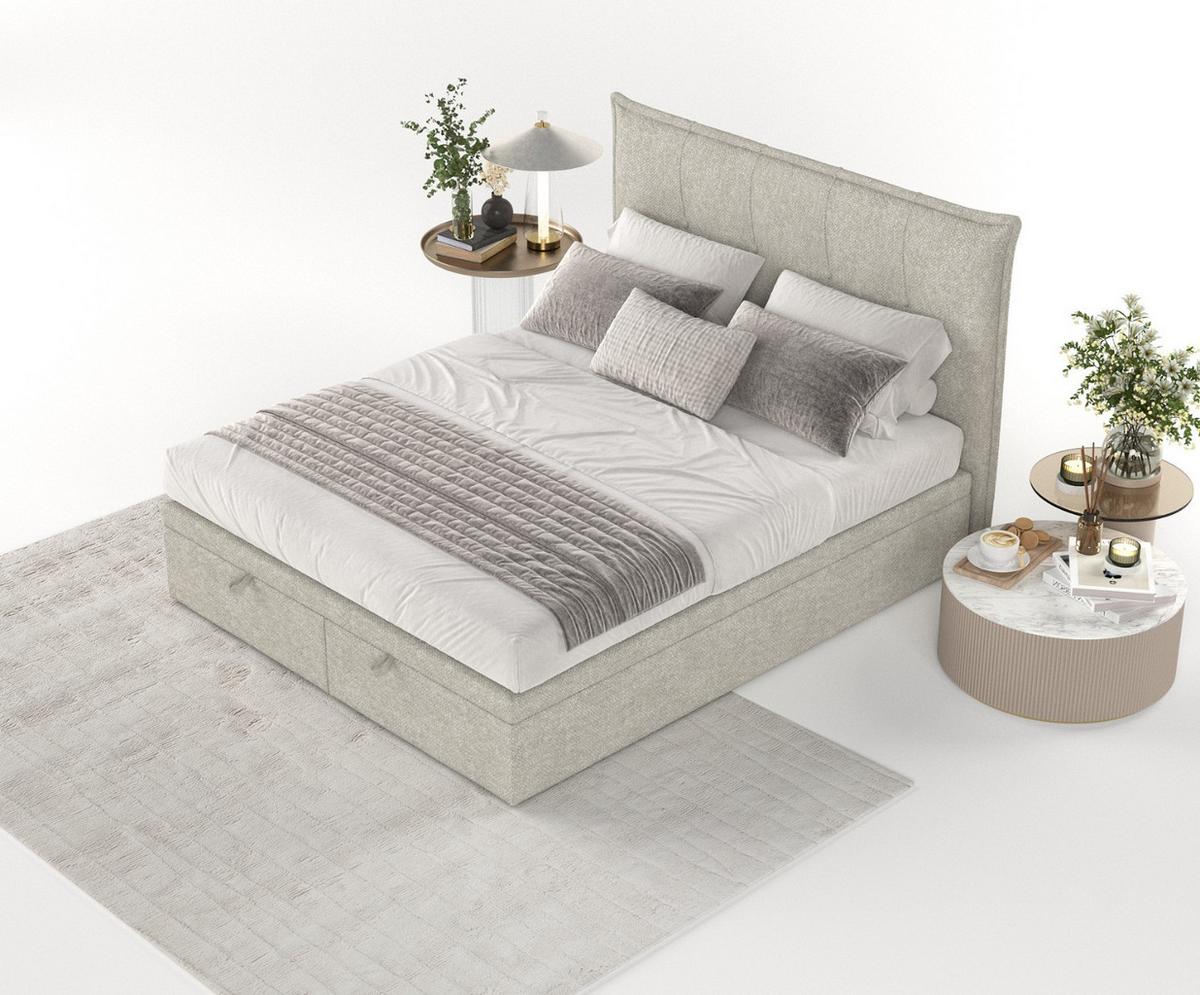 POLSTERBETT Liano mit Stauraum 120/200 cm Beige im Alta Stoff - Beige/Schwarz, Holz/Holzwerkstoff (120/200cm) - AltaBeds