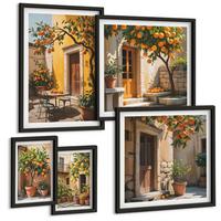 BILDER SET 5er Set - 50x50 cm & 20x30 cm & 40x60 cm Schwarzer Rahmen - Waldnebelporträt einer Frau - Schwarz, Kunststoff (40/60cm) - TULUP
