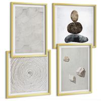 BILDER SET 4er Set - 50x50 cm & 40x60 cm Goldrahmen - Sandsteine moderne Farbe - Goldfarben, Kunststoff (50/50cm) - TULUP