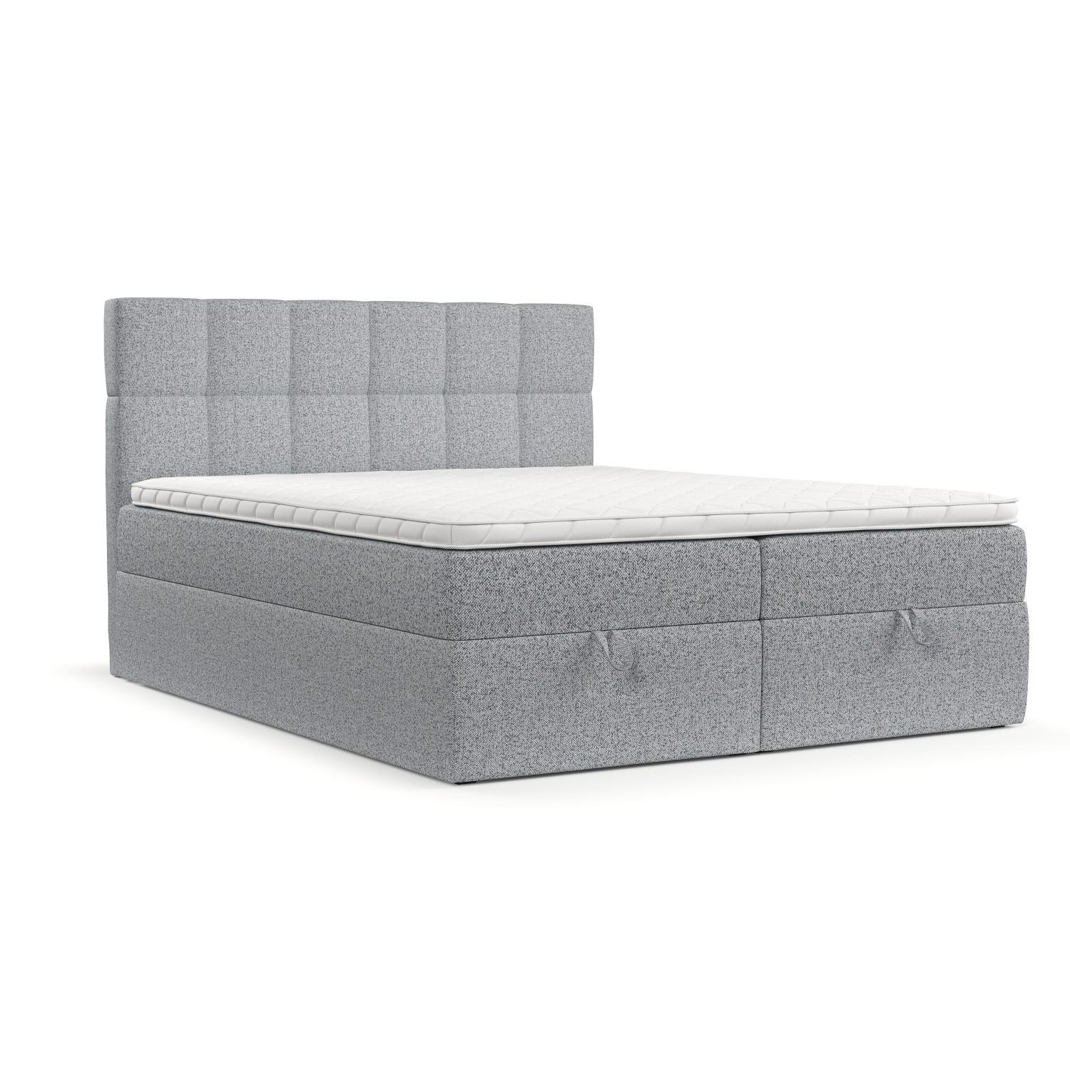 BOXBETT Savio 200/200 cm Grau im Riva Stoff - Schwarz/Grau, Holz/Holzwerkstoff (200/200cm) - AltaBeds