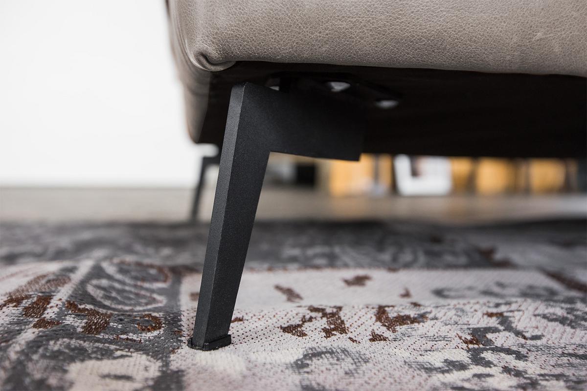 ECKSOFA BLOOM Hellgrau Leder - Hellgrau/Schwarz, Leder/Metall (276/177cm) - KAWOLA