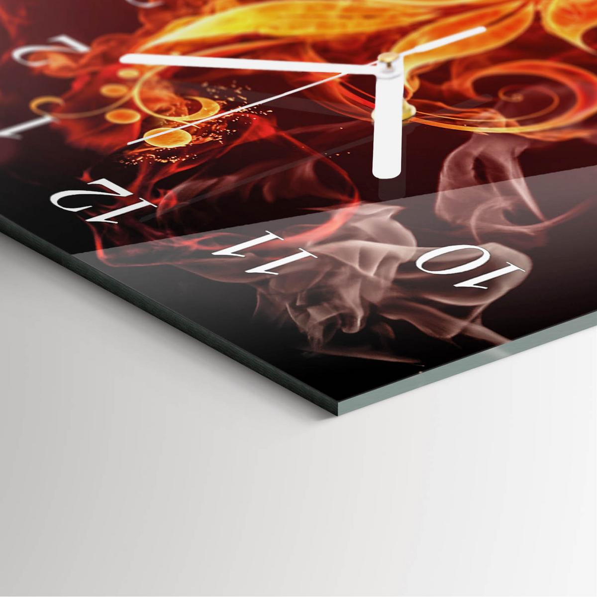 WANDUHR aus Glas 30x60 cm - Feuerblume - Orange, Glas (30/60/0.4cm) - TULUP