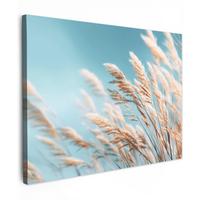 LEINWANDBILD Ziergras - Wind - Hellbraun Wandbild 40x30 cm - Hellblau, Textil (40/30cm) - MuchoWow