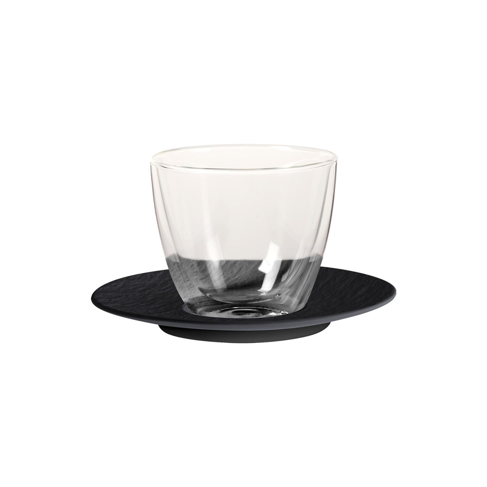 KAFFEEGLAS MIT UNTERTASSE Manufacture Rock Glow transparent 250 ml - Transparent, Glas/Keramik (0.25L) - Villeroy & Boch