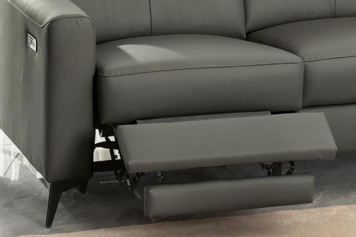 Wohnlandschaft dunkelgrau Echtleder pigmentiert Relaxfunktion manuell verstellbar mit Motor