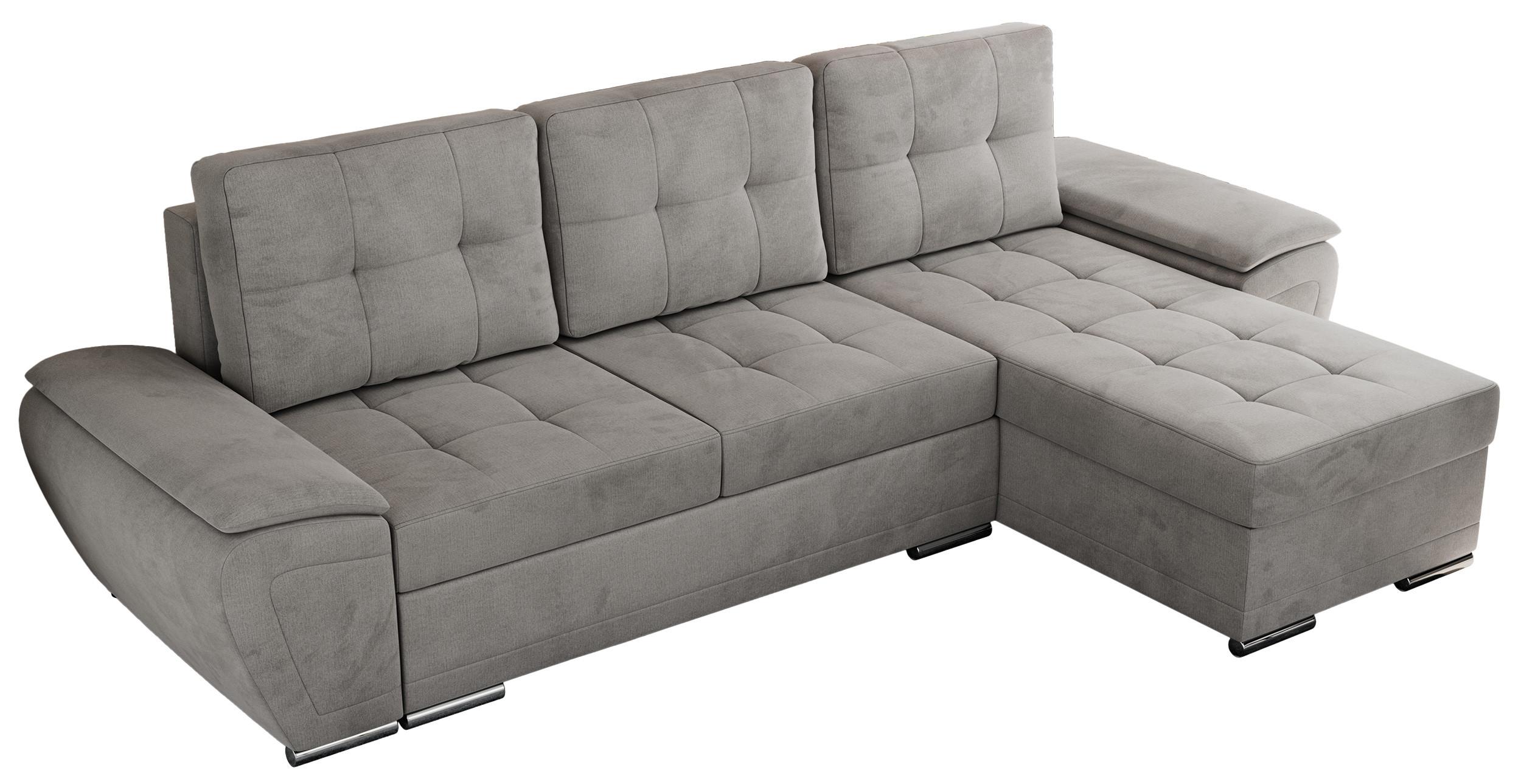 ECKSOFA UMBRIA L Hellgrau Velvet - Hellgrau/Grau, Textil (271/157cm) - MKS