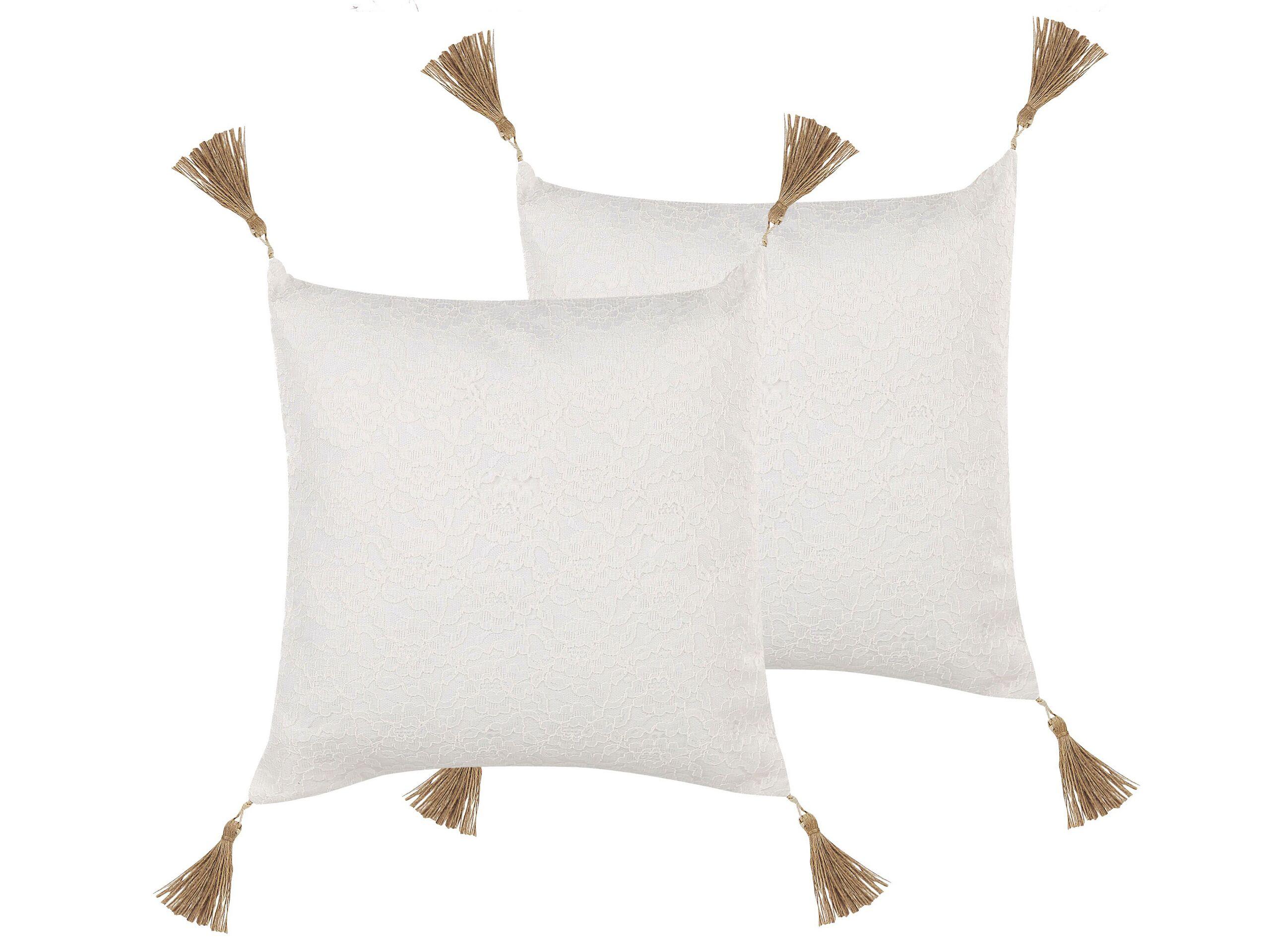 DEKOKISSEN 2er-Set Hellbeige 45/45 cm Azalea - Beige, Textil (45/45cm) - Beliani