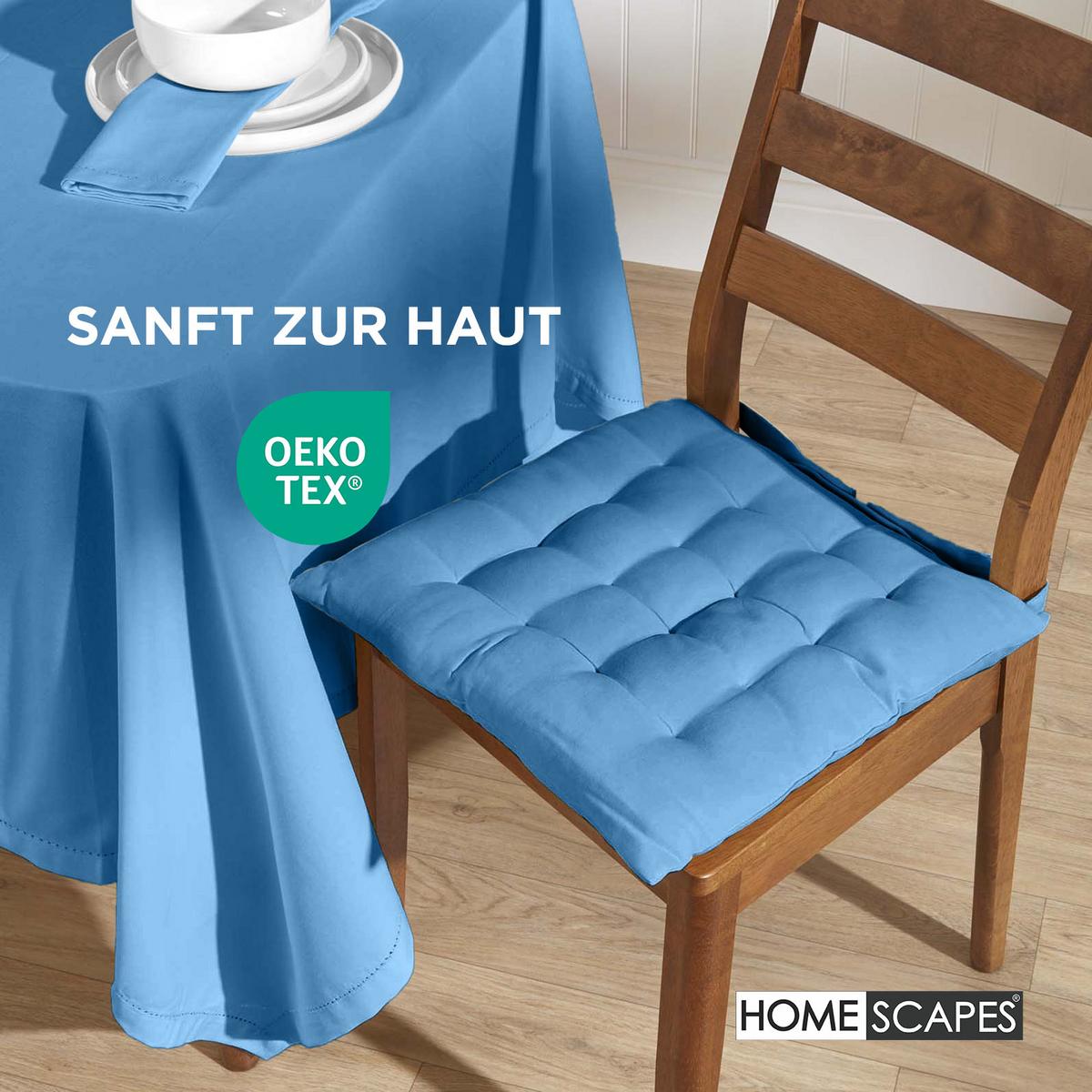 STUHLKISSEN 6er-Set blau 40/40/6,5 cm - Blau, Textil (40/40/6.5cm) - Homescapes