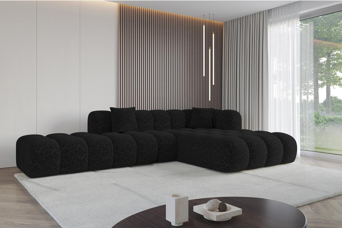 ECKSOFA Ottomane Rechts OLEA-L2 - 289x176x71 cm Schwarz - Schwarz, Holzwerkstoff/Kunststoff (289/176cm)
