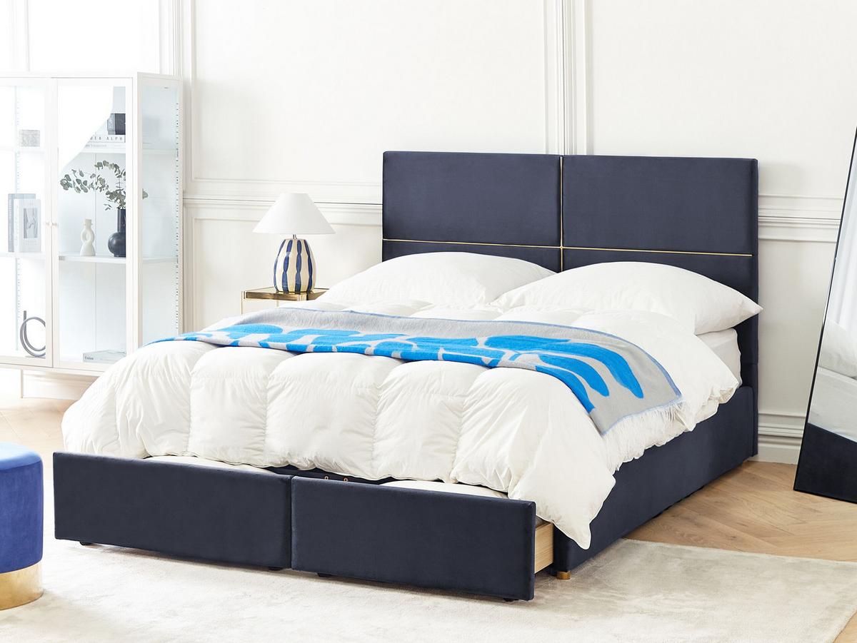 BETT mit Stauraum 160x200 cm Schwarz Vernoyes - Schwarz, Textil (160/200cm) - Beliani