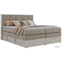 BOXSPRINGBETT ALNOR KING 140/200 - Greige Stukture - Topper Visco - H4 - Greige/Schwarz, Kunststoff/Textil (140/200cm) - MKS