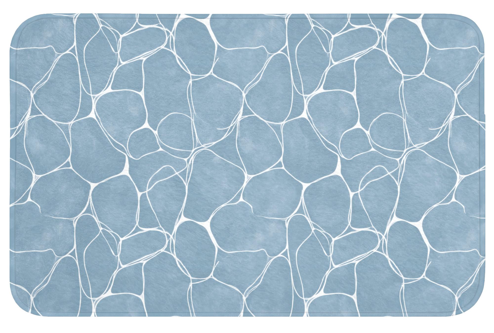 BADEMATTE Organisch - Muster - Blau Badvorleger 80x50 cm - Hellblau, Textil (80/50cm) - OnlyWow