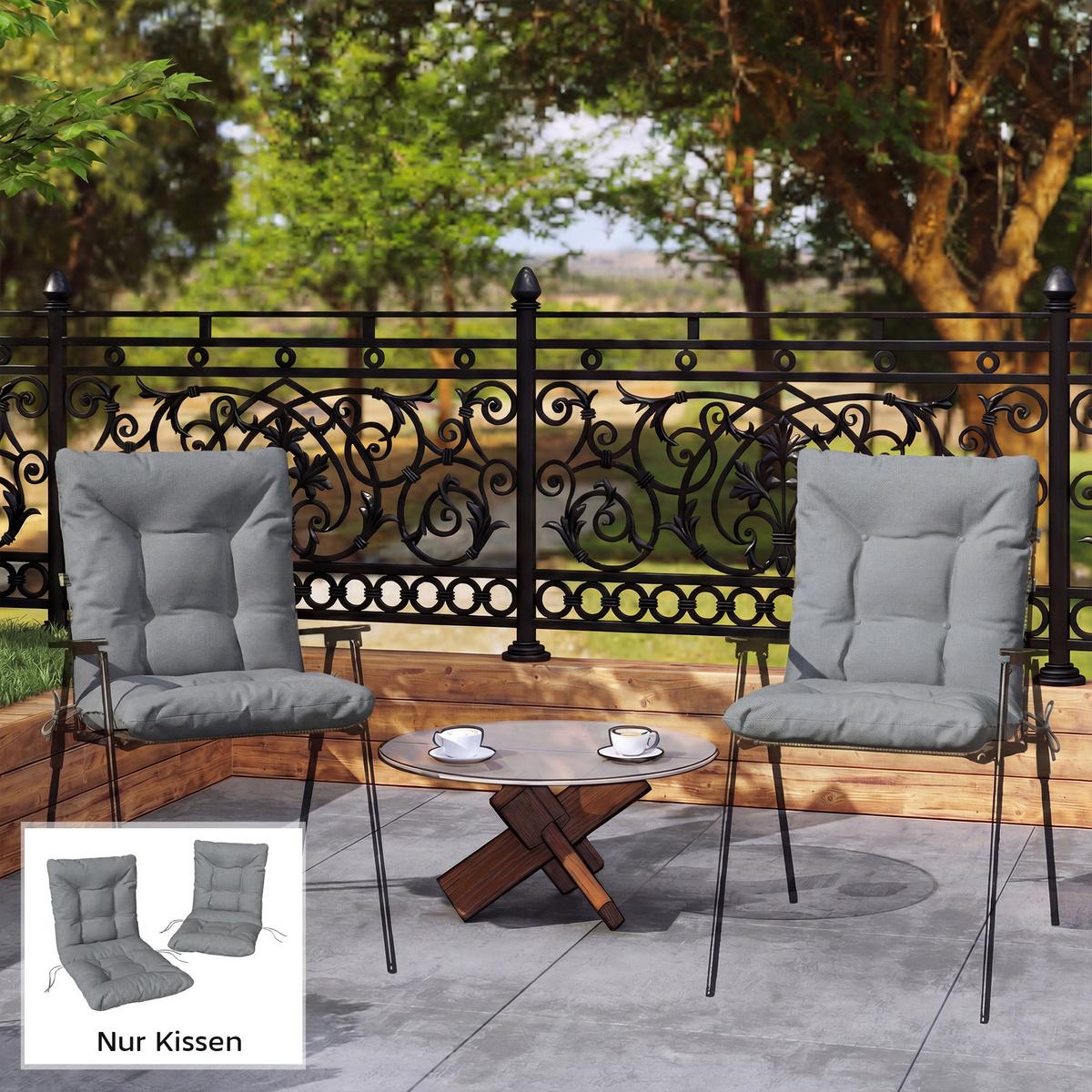 SITZKISSEN 2ER-SET Polyester PP-Baumwolle Hellgrau - Hellgrau, Textil (120/50/8cm) - Outsunny