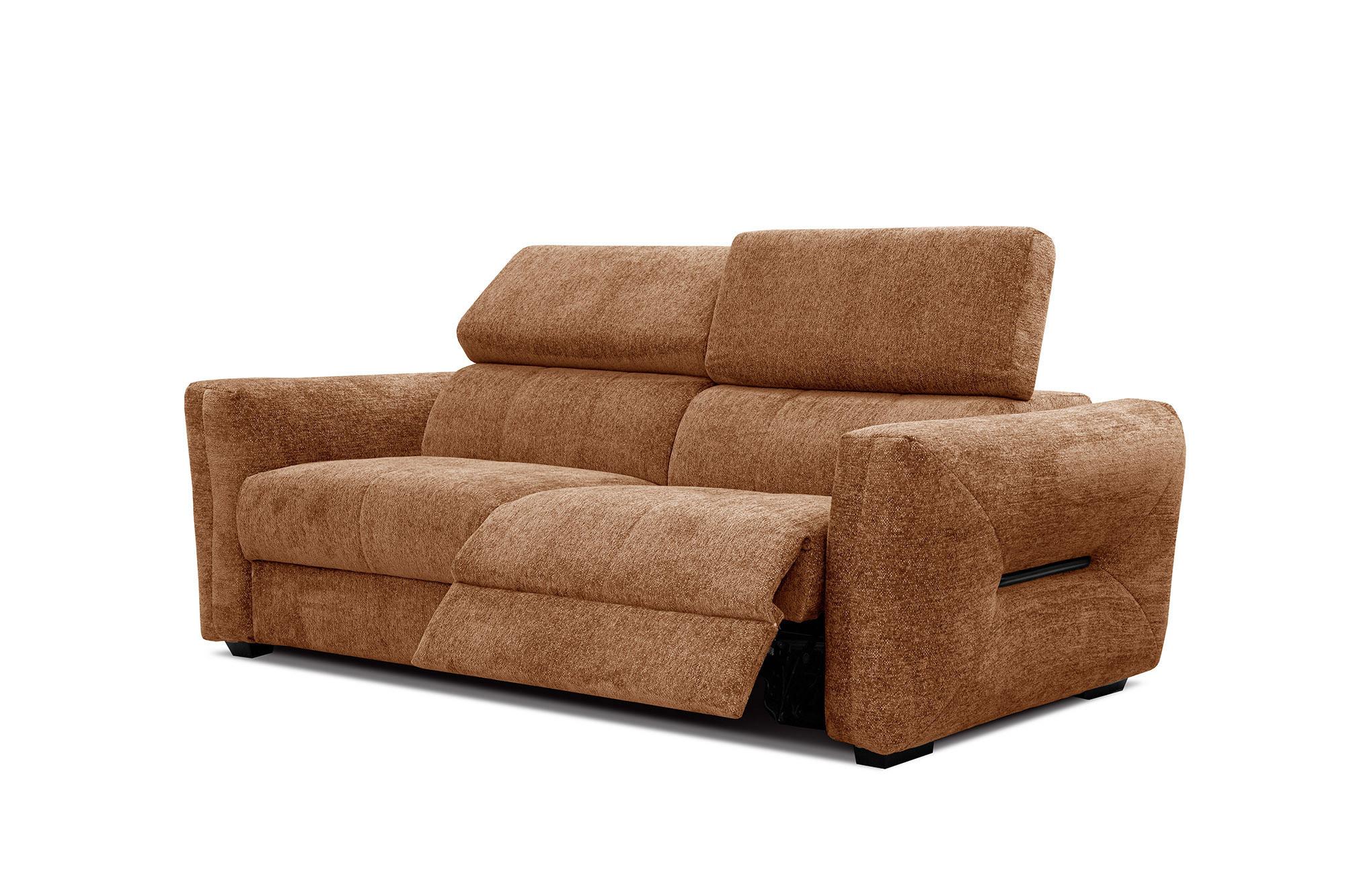 SOFA CALVERA 3-Sitzer mit 1 Relaxfunktion, dunkelorange - Dunkelorange, Holzwerkstoff/Textil (204/79/106cm) - Wozimo
